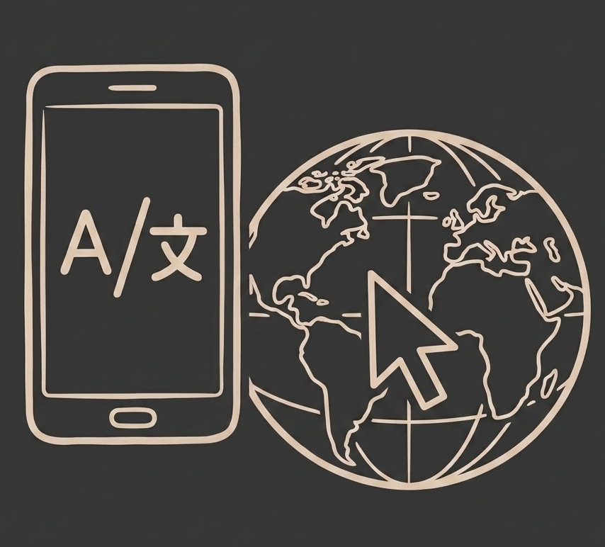 smartphone and globe icons meaning app localization